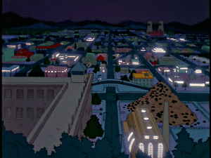 Les Simpsons, les lumières de Springfield qui clignottes