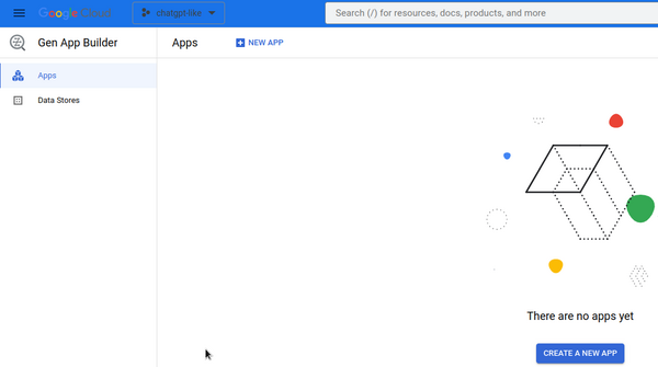 interface de création d’une nouvelle application gen builder