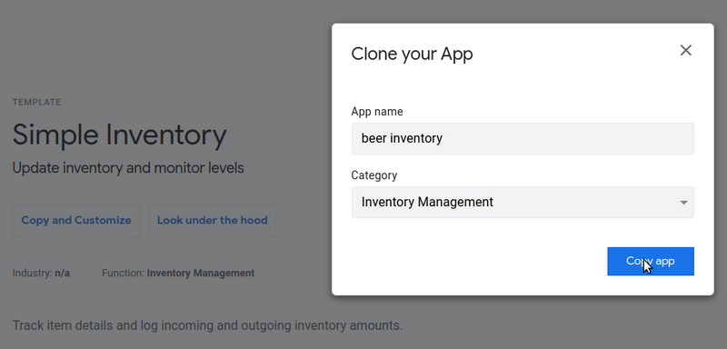 capture template Simple Inventory