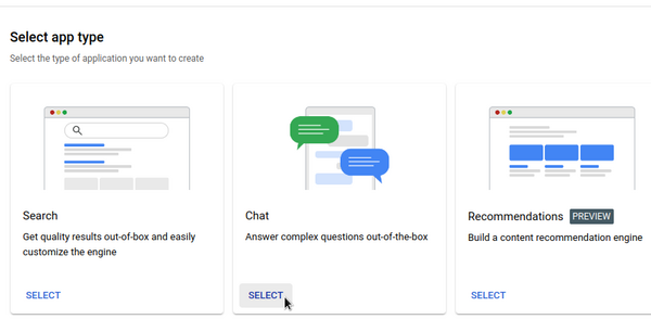 3 choix possibles, 1 recherche de qualité et customisation du moteur, 2 applications de chat, pour répondre à des questions complexes sur le contenu (notre choix), 3 recommandations