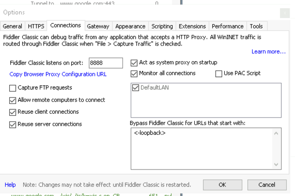 Capture d’écran option, connections, allow remote computer to connect