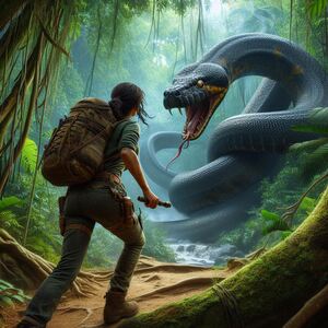 Lara Croft combat un anaconda dans la jungle