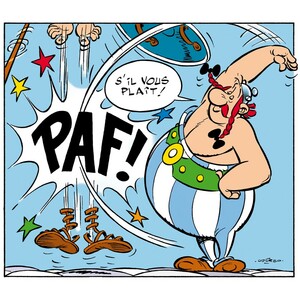 Obélix met une baffe à un romain