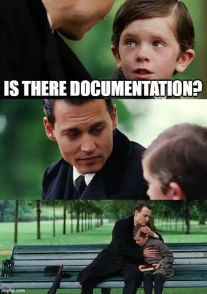 Un enfant en pleurs demande « Est-ce qu’il y a de la documentation ? »Son père ne répond pas et essaie de le consoler.