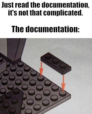 lit la documentation c’est pas si compliqué, image d’une documentation lego ambigues