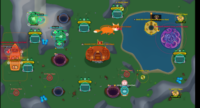 Capture d’écran tweak system, c’est le jeu mais avec des overlays de couleur pour voir les hitboxes par exemple.